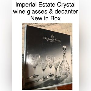 Imperial Estate Crystal wine glasses & decanter new in box from 2004